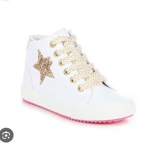 Paris Blues Glitter Star White and Gold Sneakers
